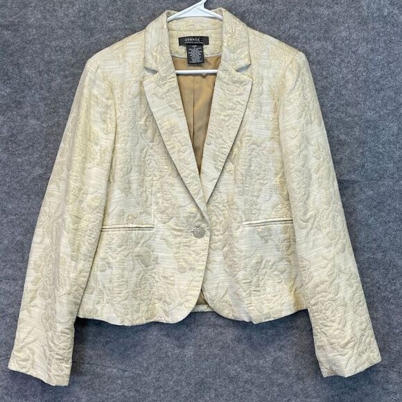 GEORGE Me Designs By Mark Eisen Blazer Women's Size 12 Cream Floral Metallic - Picture 1 of 13